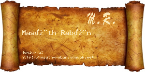 Masáth Rabán névjegykártya